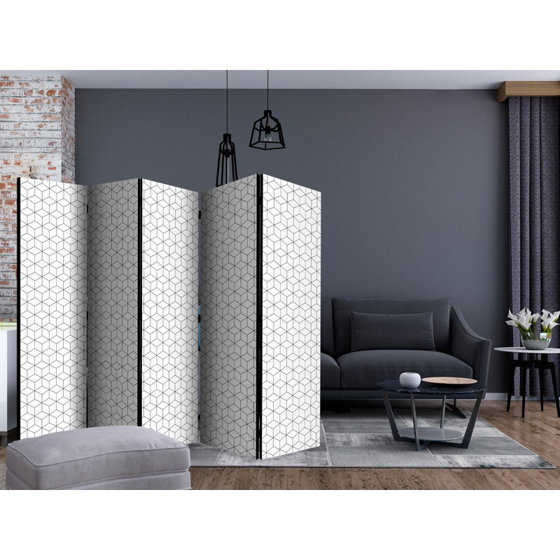 Gissela 225cm W x 172cm H 5 - Panel Solid Wood Folding Room Divider