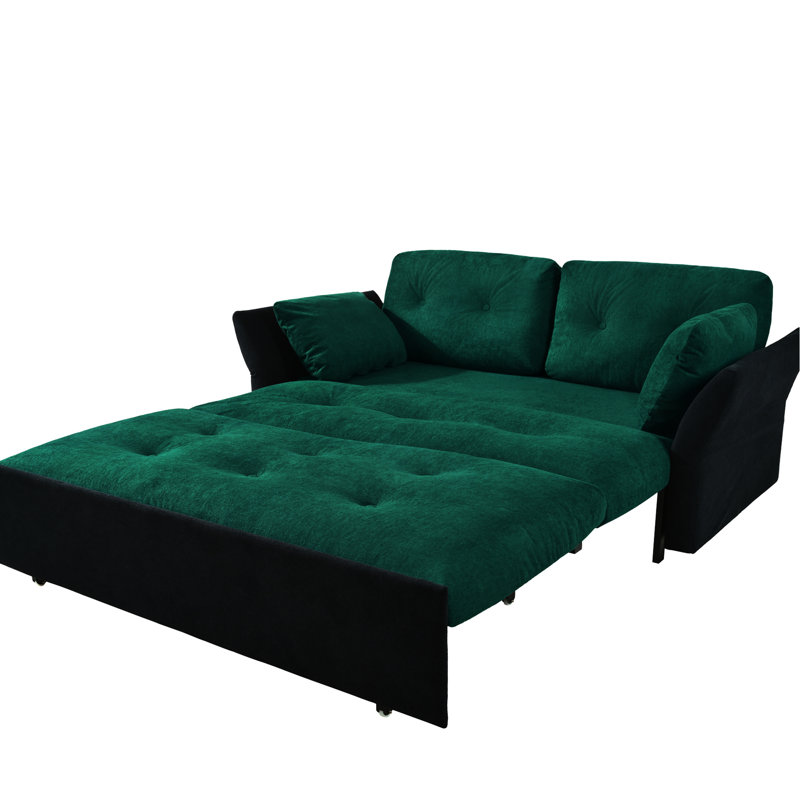 Lit convertible avec tissu infroissable et mousse commode de taille grand commode, Noir/vert