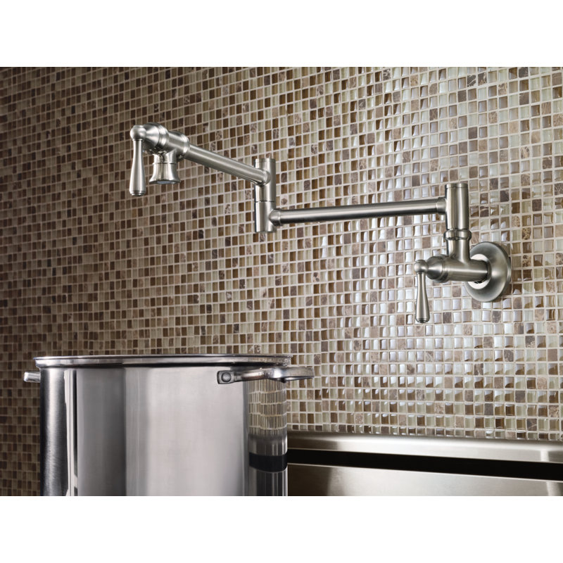 Moen Traditional Wall Mount Swing Arm Folding Pot Filler Kitchen Faucet, Spot Resist Stainless
