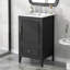 Meuble-lavabo de 20 po avec lavabo, armoire de salle de bain avec porte, tablette de porte et patins réglables, tiroir, noir