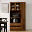 70.87" Tall Kitchen Pantry Cabinet With Multi-Functional Pull-Out Multi-Tier Storage Shelf, 4-Tier Side Shelf, 2 Drawers,With Glass Door,Freestanding Food Hutch With Microwave Stand For Dining Room