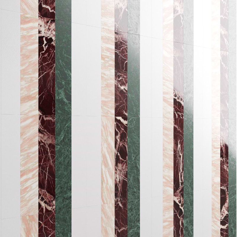 Elizabeth Sutton Arc Linear 12x12 Polished Marble Mosaic Tile, Passion