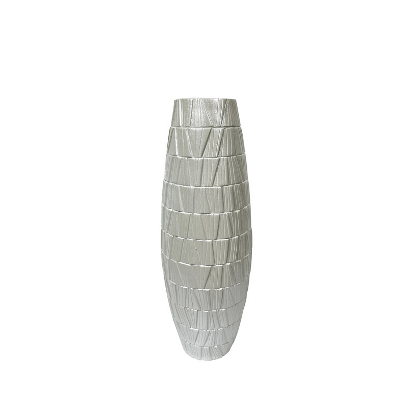 Gold Polyresin Vase, 56cm H  x 19cm W  x 19cm D, Silver