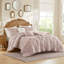 Ensemble d'édredon en jacquard sculpté 5 pièces pour lit double / grand 5 pièces, rose