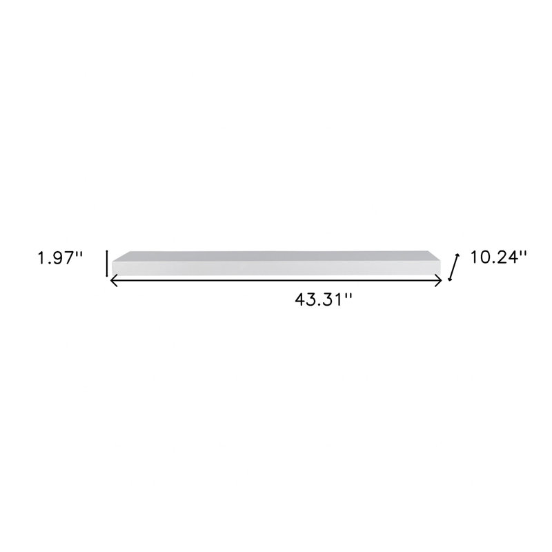 Tablette flottante en bois blanc Funkley, H 1,97 po x l 43,31 po x P 10,24 po, Blanc