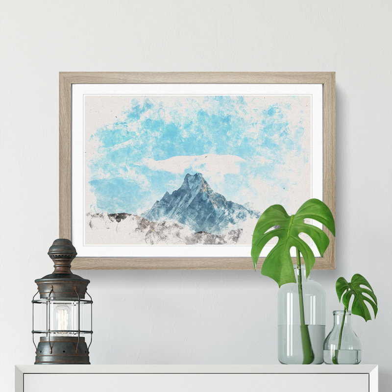Fishtail Mountain in Nepal - Picture Frame Painting Print, 36cm H x 48cm W x 2cm D, Oak Framed