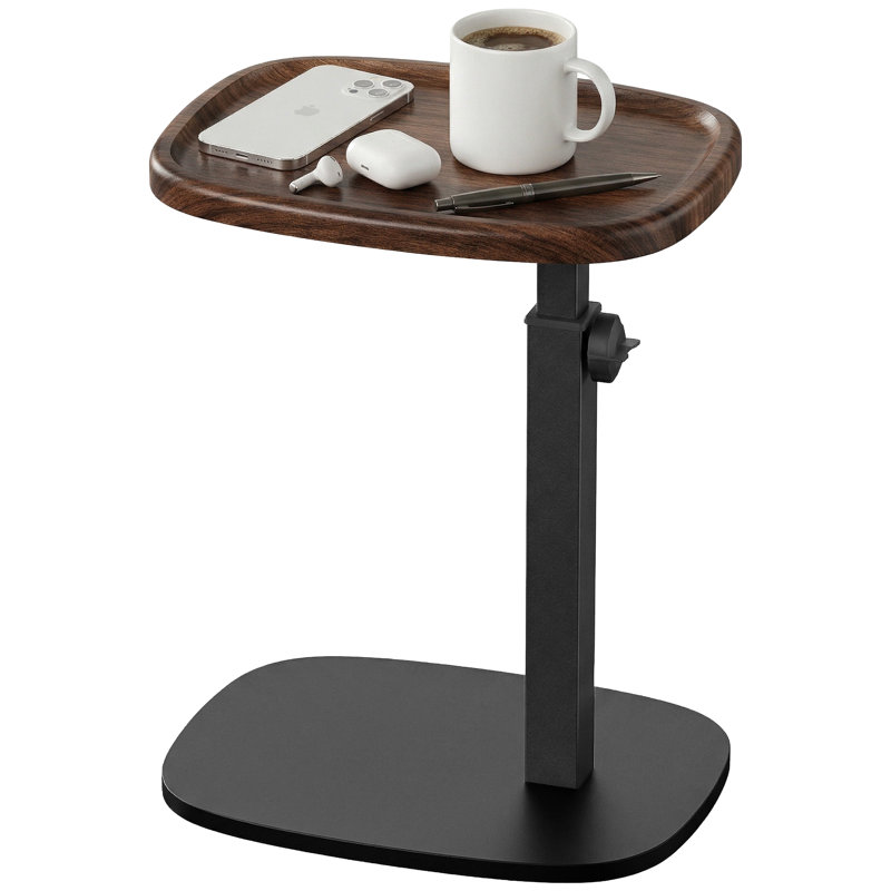 Tray Top Pedestal End Table, Brown, Black