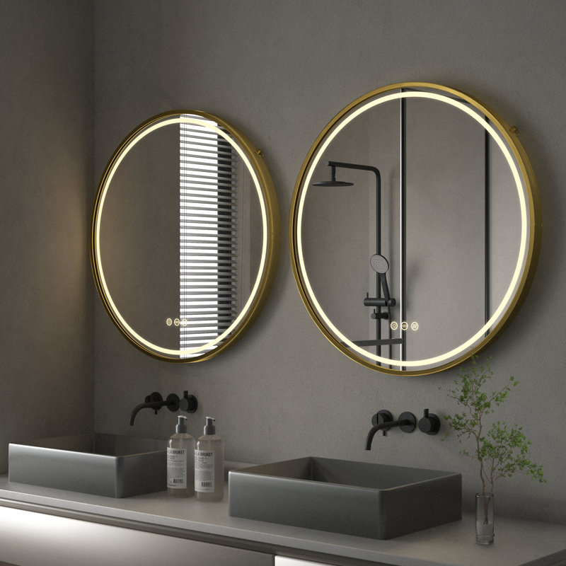 Adwaith Metal Flat Wall Mirror, 60cm H x 60cm W, Gold