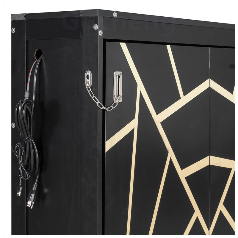 Lit escamotable moderne pliant sur le côté avec motif imprimé tendance, éclairage DEL sous le lit et prise USB intégrée