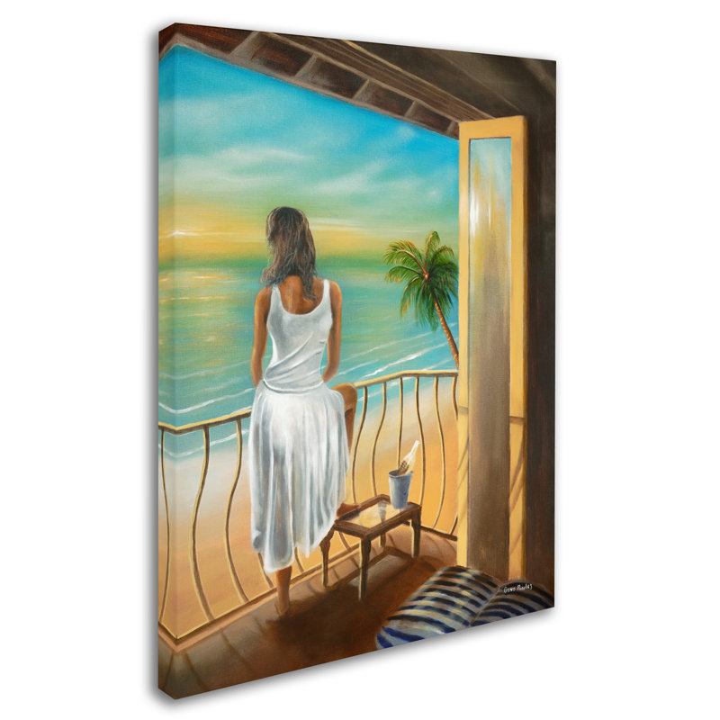 «Woman Beach» par Geno Pe People - reproduction sur toile, H 19 po x l 14 po