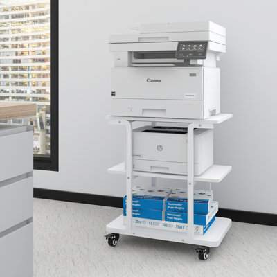 24''x20''x26'' Large Printer Table with Storage Shelf, 3 Tier Rolling Printer Cart with Wheels,Multifunctional Shelves for Home Office