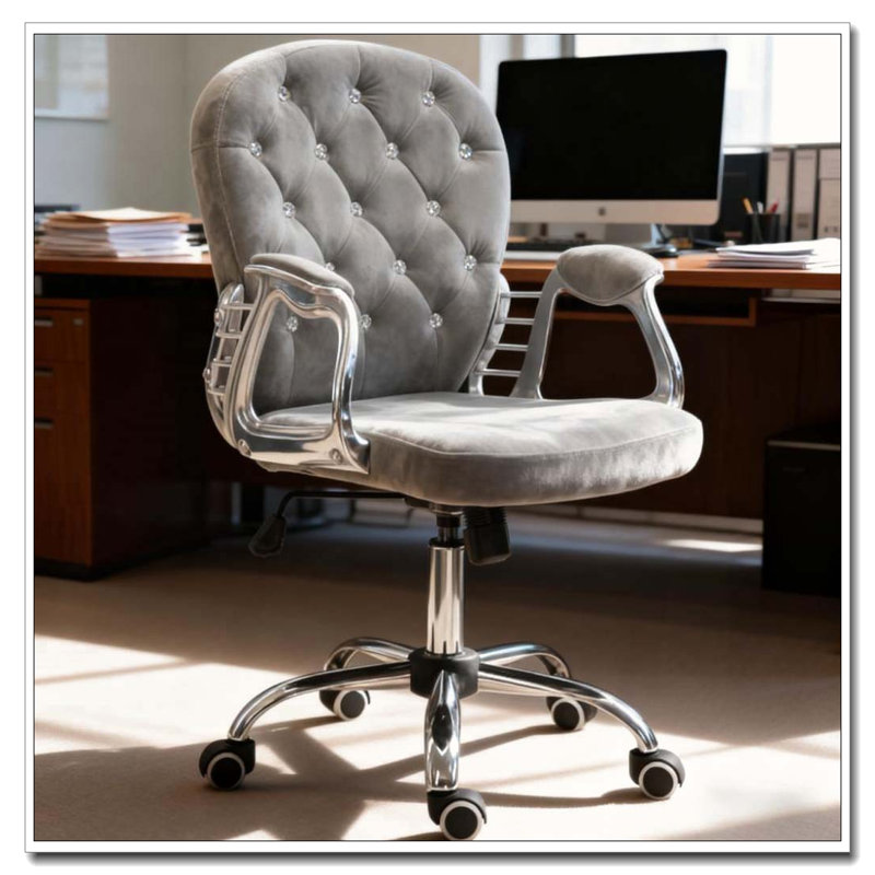 Luxury Tufted Office Chair With 360 Degree Swivel For Home And Office