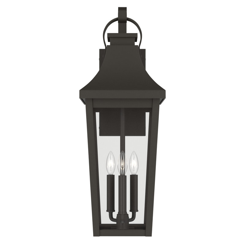 Cleary 30" 3-Light Outdoor Wall Light with Clear Glass in Olde Bronze, 30" H x 10.5" W x 11.5" D, Bronze