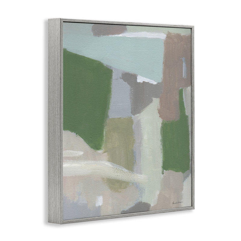 Abstrait vert printanier, art de la giclée encadrée, design par Pamela Munger, H 14 po x l 11 po, Estampe numérique Farmhouse