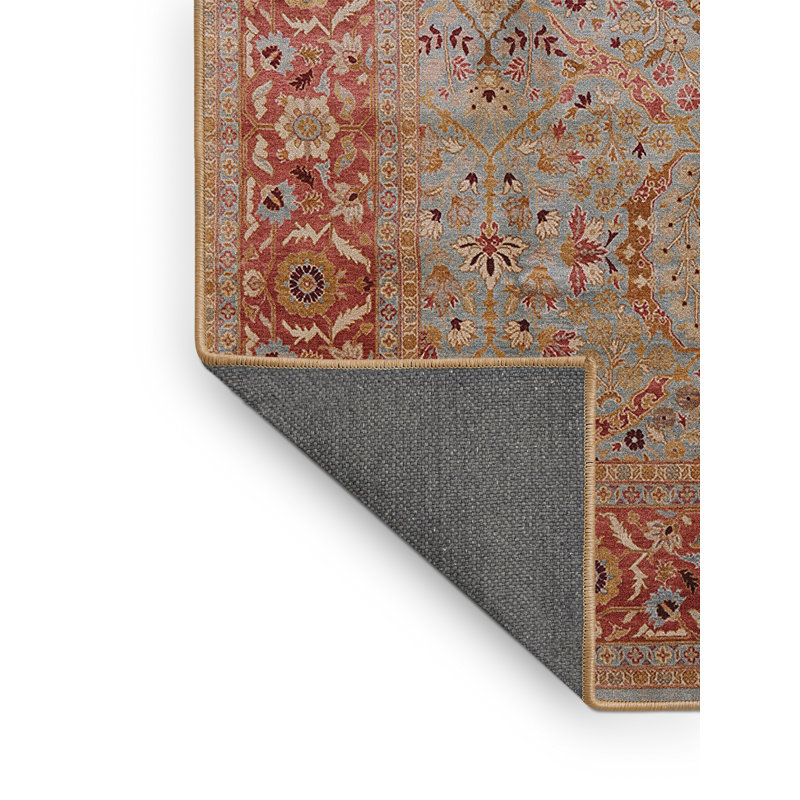 Tapis oriental rouge / bleu Kersam, Rectangle 6 pi x 9 pi
