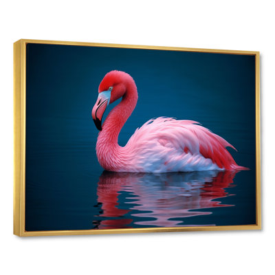 Flamant rose sur toile, impression de décor d'oiseau tropical - lac flamant rose sérénité