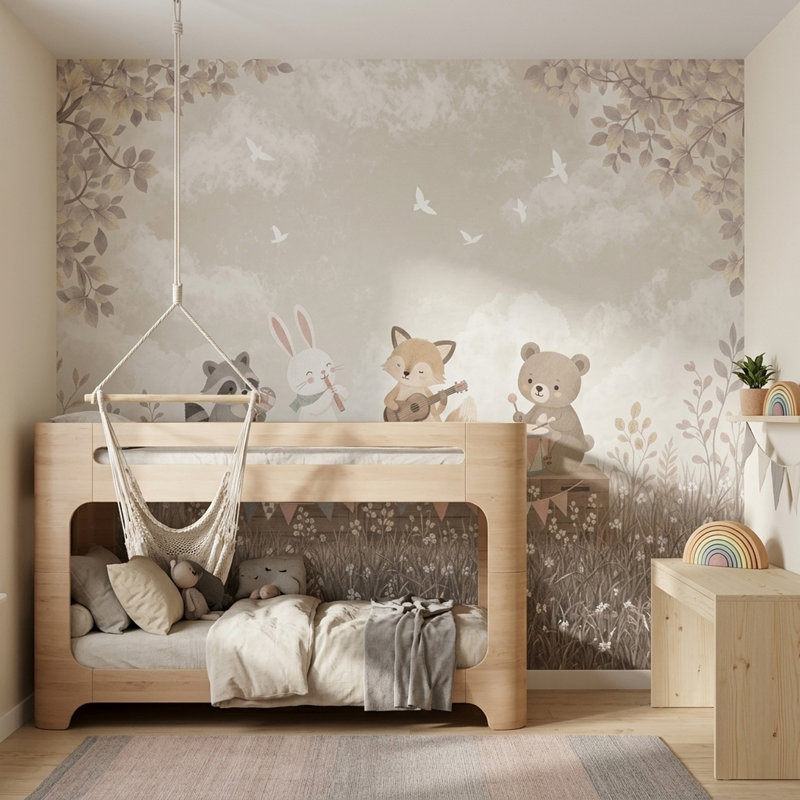 Décoration murale amovible pour chambre d'enfant Cloudy Sky, 200 po x 120 po, Peler et coller