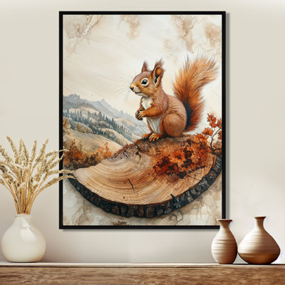 Gicell Autumn Squirrel At The Mountain On Slide - Squirrel, art mural