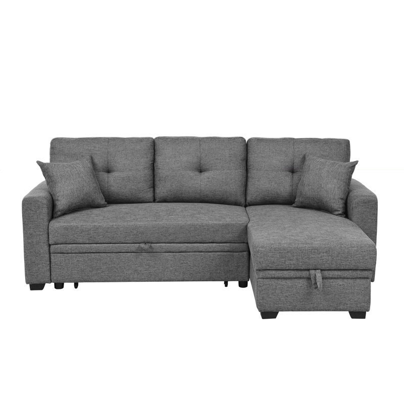 Canapé-lit modulaire réversible de 84 po avec méridienne de rangement droite 84 po, Gris, H 34 po x l 76,5 po x P 50 po