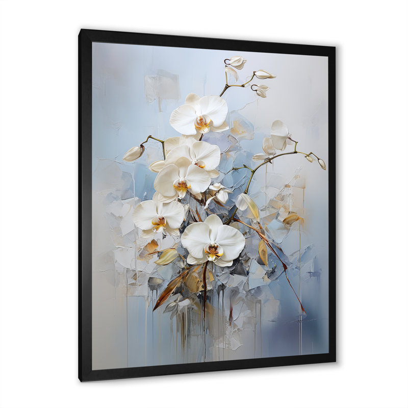 Minimalisme orchidées sur toile, H 40 po x l 30 po x P 1,5 po, Cadre simple noir