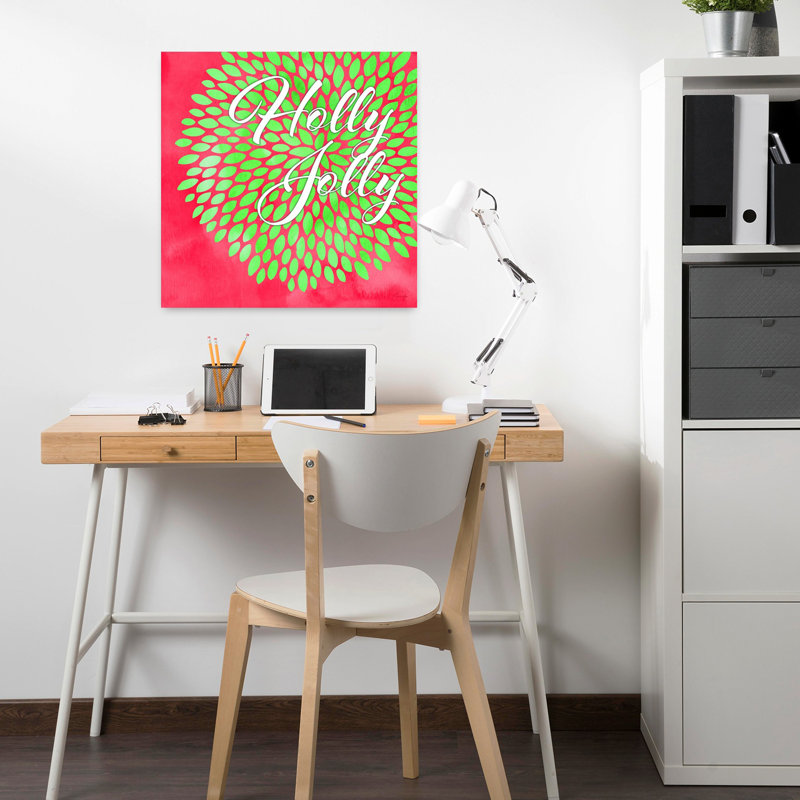 Holly Jolly, art abstrait contemporain hivernal, H 18 po x l 18 po