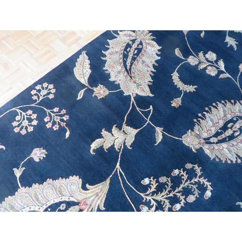 Tapis de surface en laine bleu/gris 9 pi 1 po x 12 pi one-of-kind-noué la main Bearfield