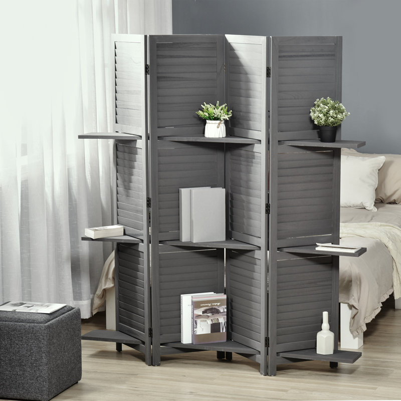 Cloison pliante 4 panneaux, Gris, H 67 po x l 63 po x P 0,75 po