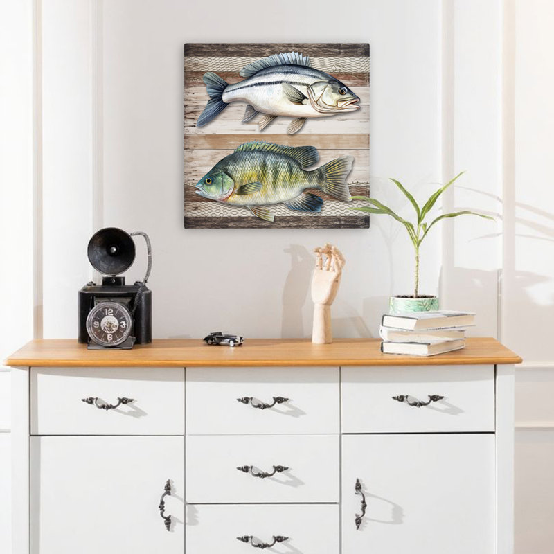 Lake Life Fish Contemporary Nature Art, 18" H x 18" W