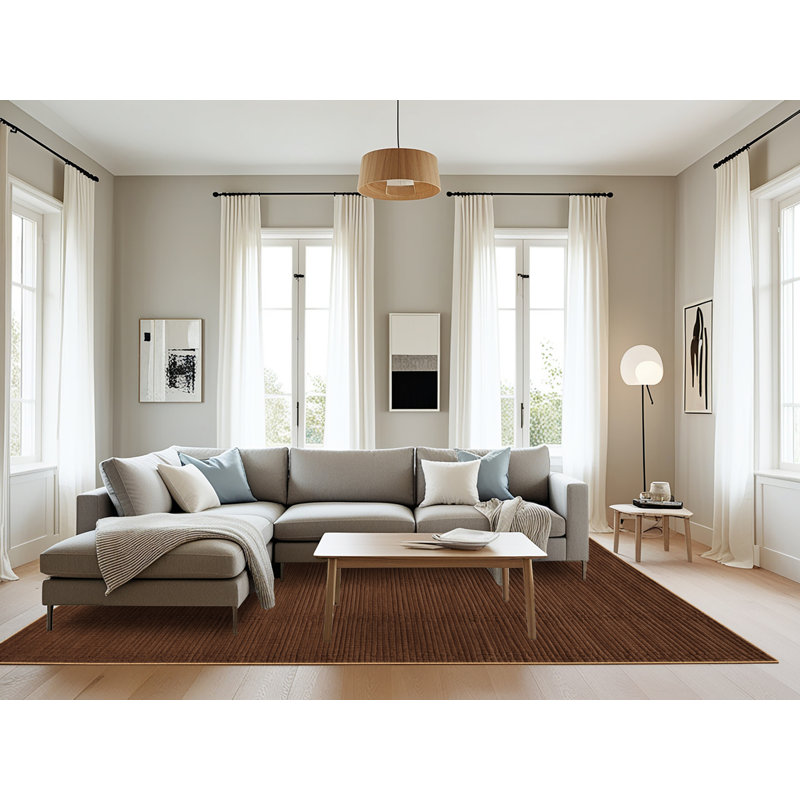 Tapis brun uni lavable à la machine, Rectangulaire 8 pi x 10 pi
