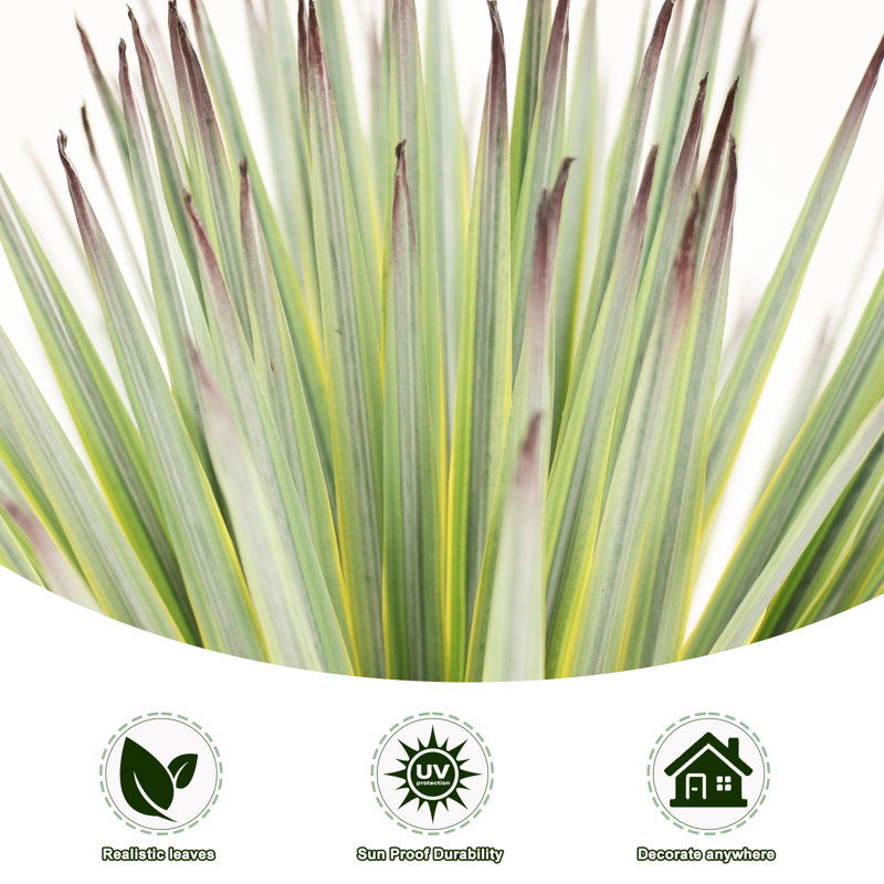 Agave artificiel 30 po de qualité supérieure, plante réaliste en pot avec plante noire et galets de pierre naturelle, fausse plante tropicale durable pour la décoration intérieure et extérieure