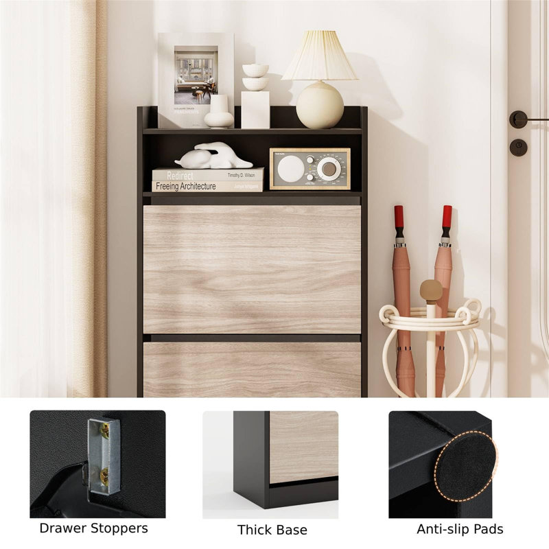 12 Pair Shoe Storage Cabinet, Black