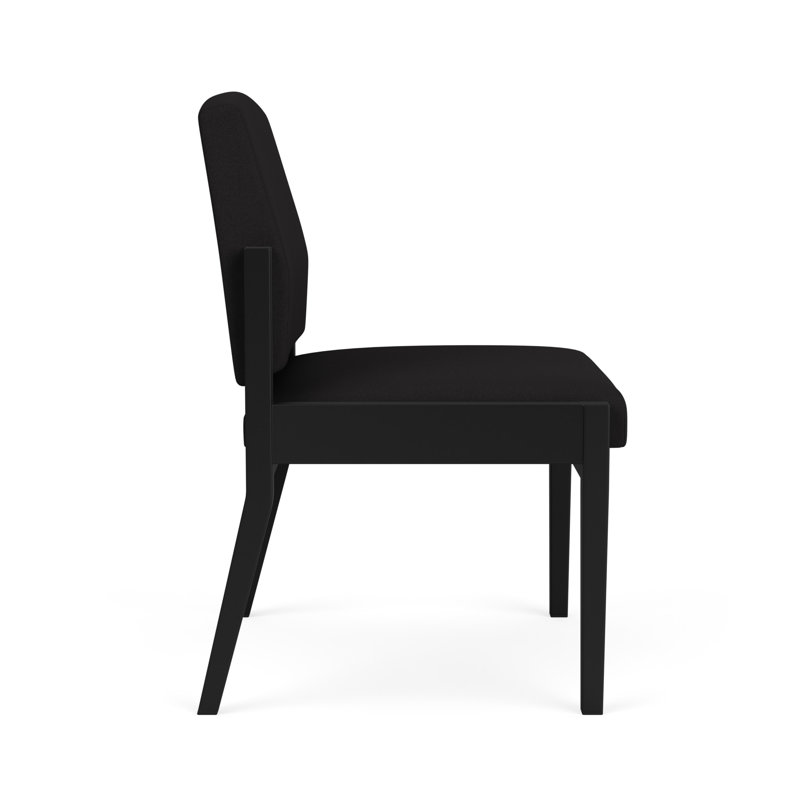 Chaise d'invité sans accoudoir en acier Amherst, Noir, Portes ouvertes en tissu noir