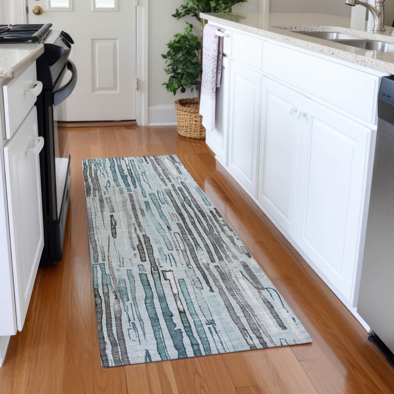 Tapis à rayures Mehara AMF1684 lavable à la machine de qualité supérieure, Tapis de couloir 2 pi 3 po x 7 pi 6 po