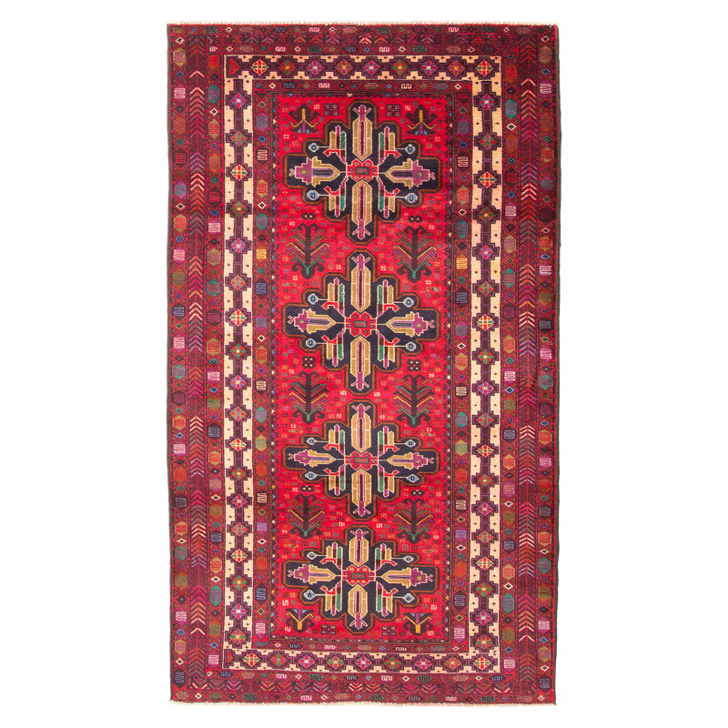 Tapis rouge Teimani 3 pi 6 po x 6 pi 4 po