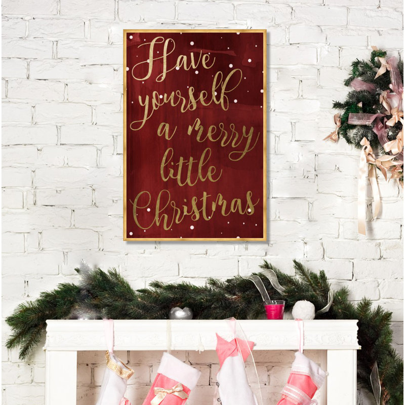 «Have Yourself A Merry Christmas», reproduction d'art textuel, Cadre flottant jaune, H 17 po x l 12 po