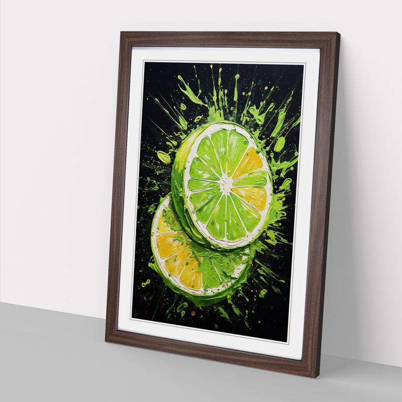 Sliced Lime Action - Framed Print, Walnut , 34cm H x 25cm W x 2cm D