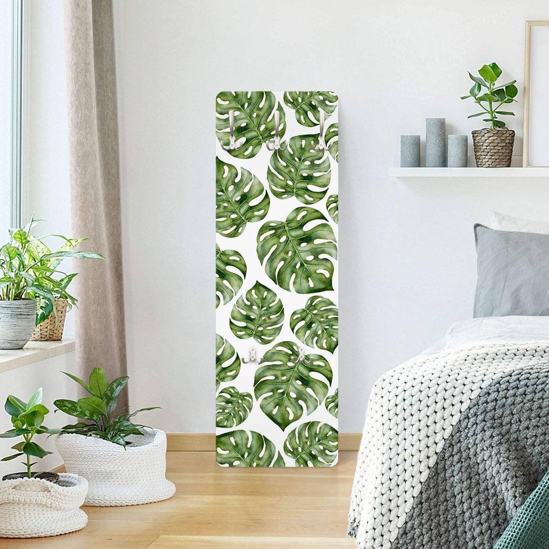 Wandgarderobe Aquarell Monstera Blätter