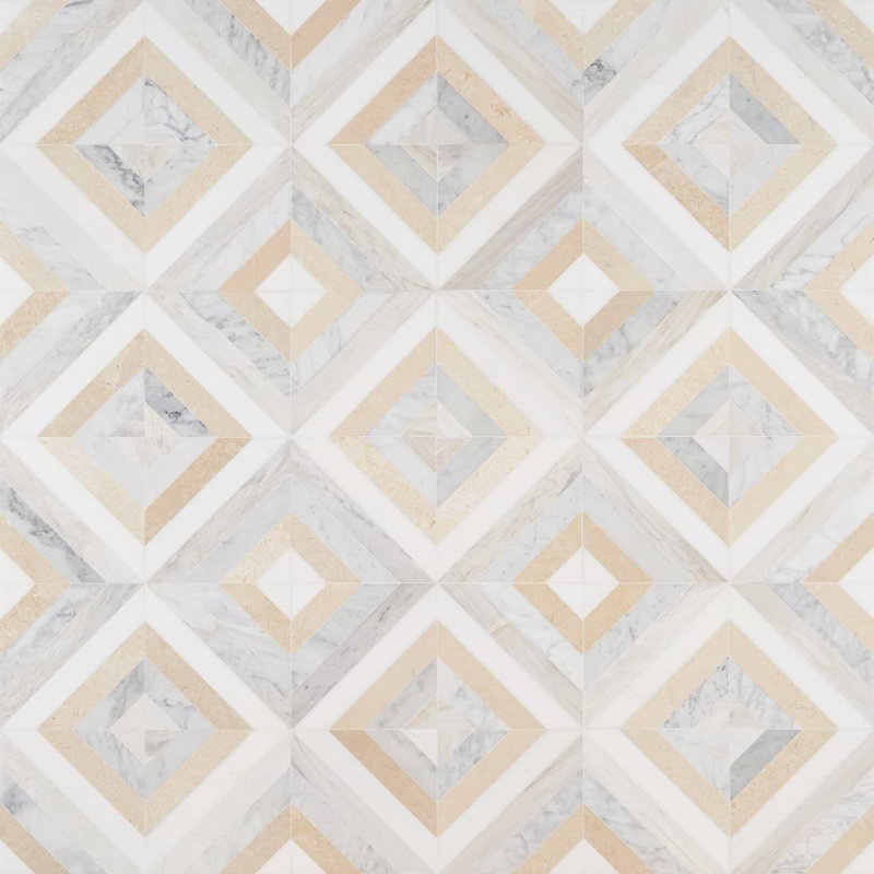 Bowery 8x8 Chevron Polished Marble Mosaic Tile