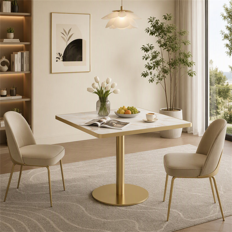 Table de salle à manger 31,5 po, Blanc / Doré