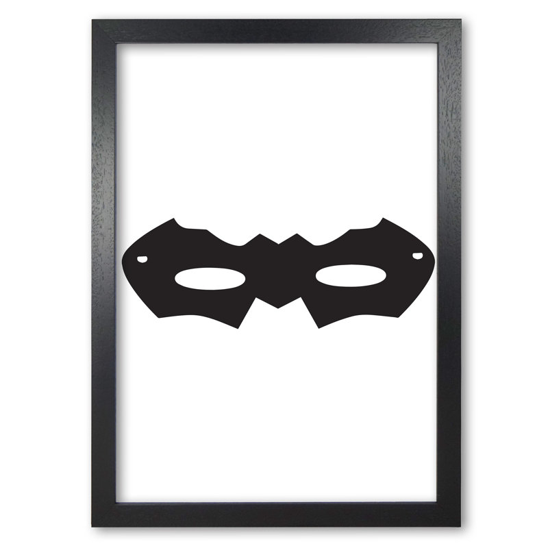 Superhero Mask - Painting, 60 cm H x 42 cm W x 5 cm D, Black Grain Frame