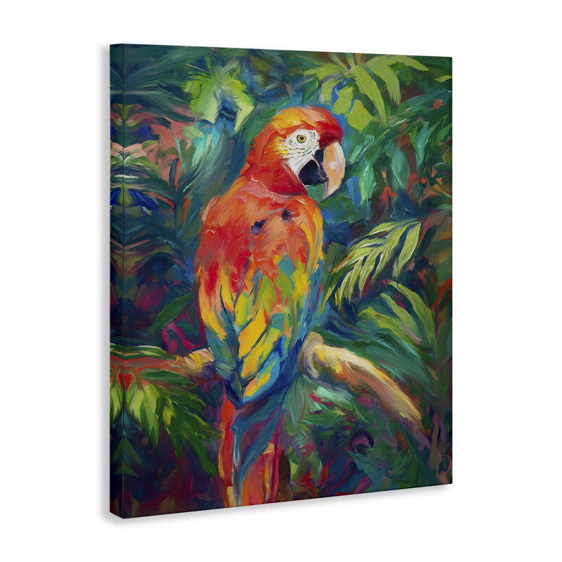 Art mural sur toile "Ara de jungle" par Ramona Murdock, H 30 po x l 24 po x P 1,5 po