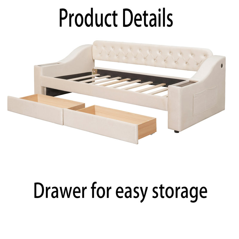 Kelment Upholstered Daybed, Beige