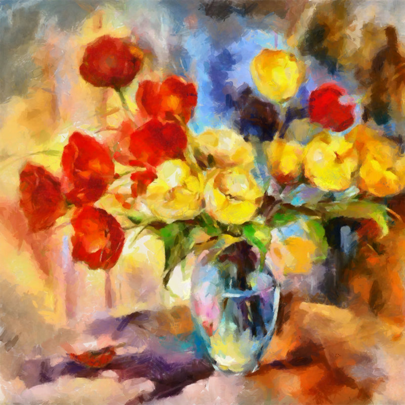 Abdouallah " Full Bouquet III ", 8" H x 8" W x 1.5" D