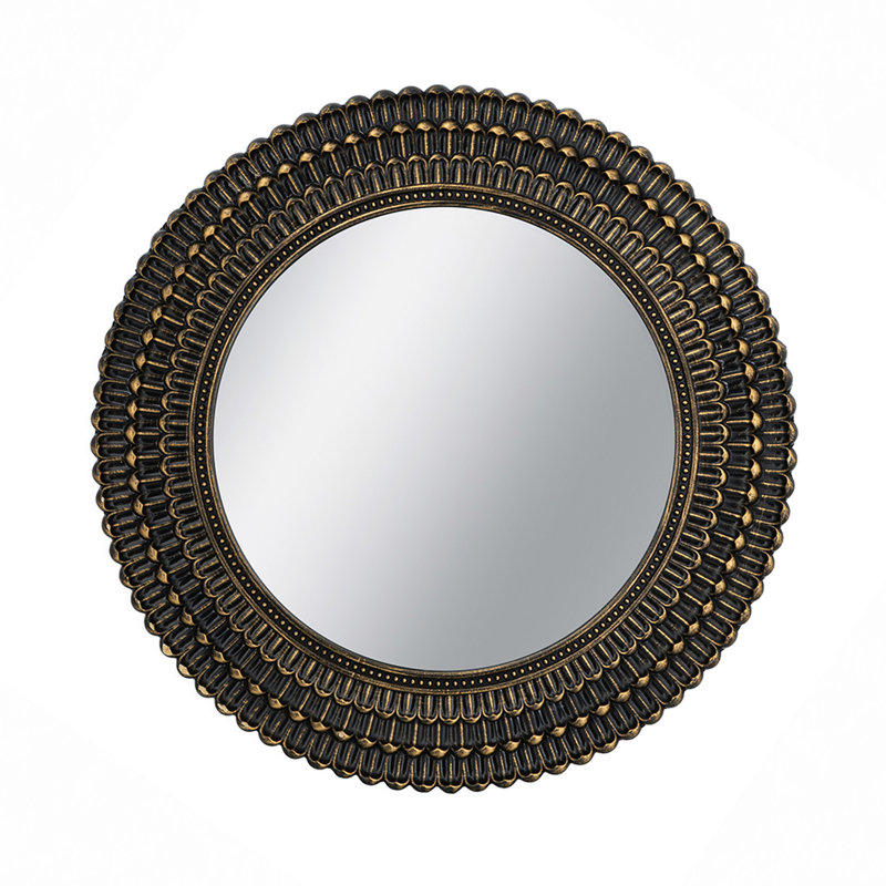 Miroir d'appoint en bois avec texture tissée, 26,5 po x 26,5 po