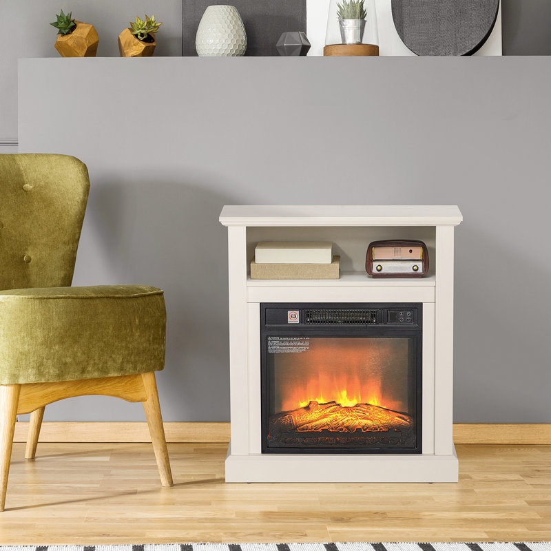 Foyer électrique 27 po - 1400 W, effet de flamme réaliste blanc, ambiance, température réglable 82 82, télécommande, fonctionnement silencieux du ventilateur 1400 W avec fonction minuterie, fonctionnement,