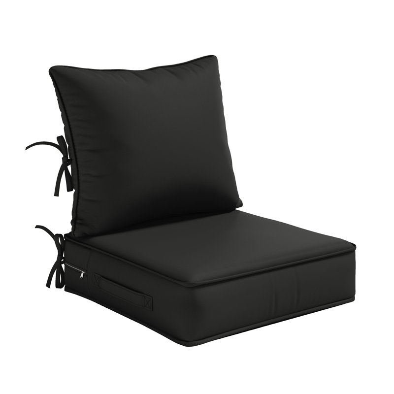 Outdoor Deep Seating Cushion Set Water-Resistant & Fade-Resistant Patio Chair Cushions, 4, 19" W x 19" D, Black