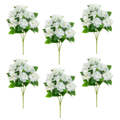 14 po Hortensia artificiel résistant aux rayons UV (intérieur / extérieur) - ensemble de 6