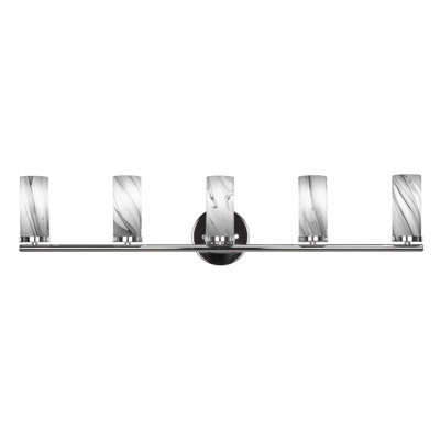 Annese 5 Light Bath Bar Shown With 2.5” Onyx Swirl Glass