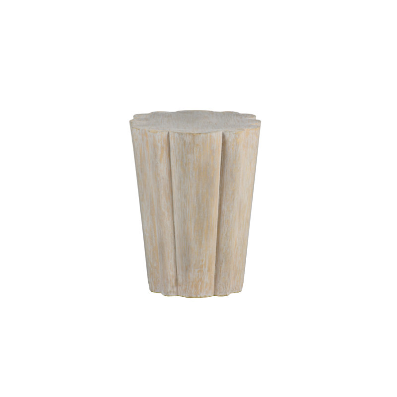 Modern Gray Whitewash Wood Oval Pedestal End Table