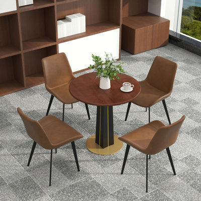 Modern Round Solid Wood Conference Table, Equipped With Solid Wood Base